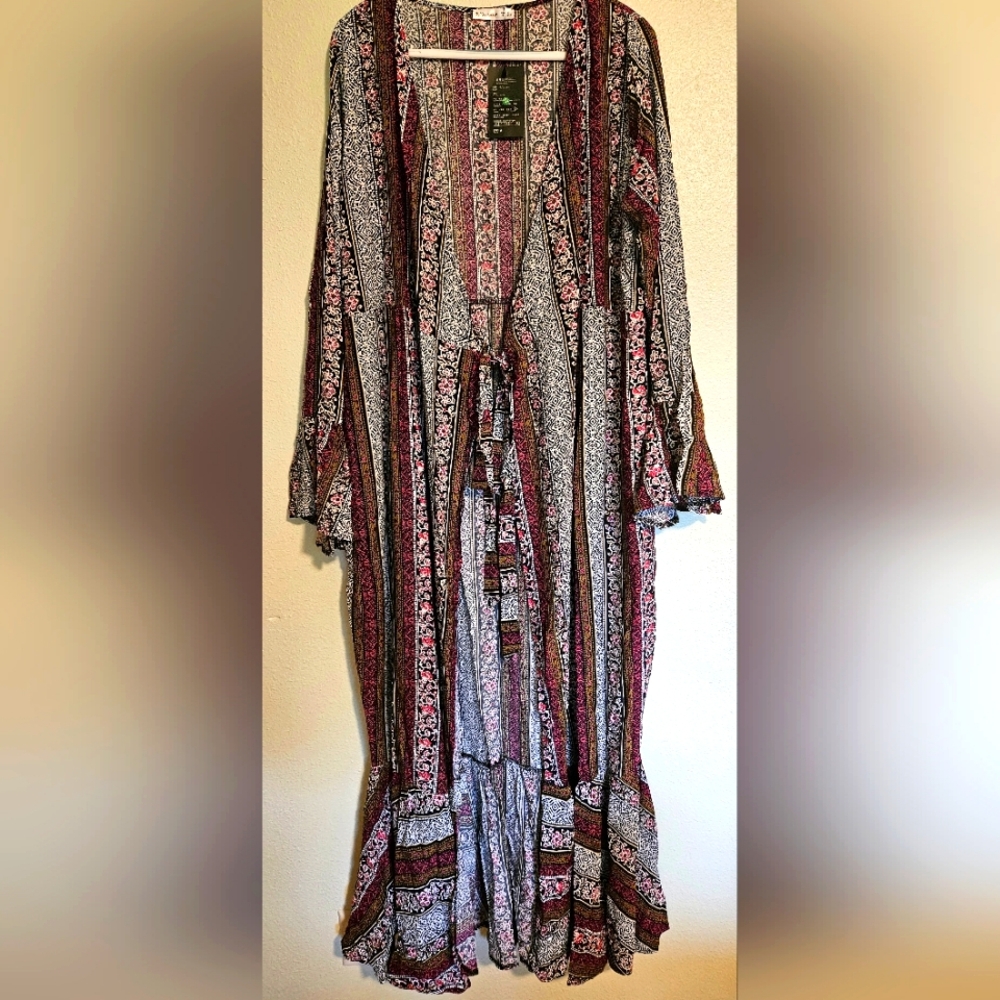 R Vivimos XL 16/18 Maxi Cover Up Kimono Style Dress